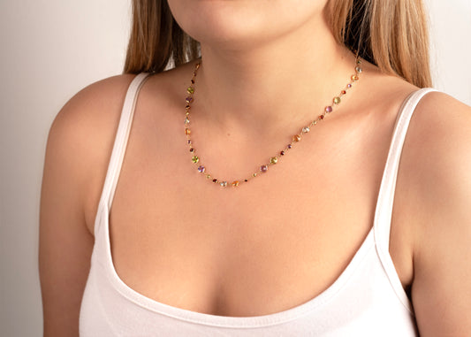 Colored stones necklace in 18k gold