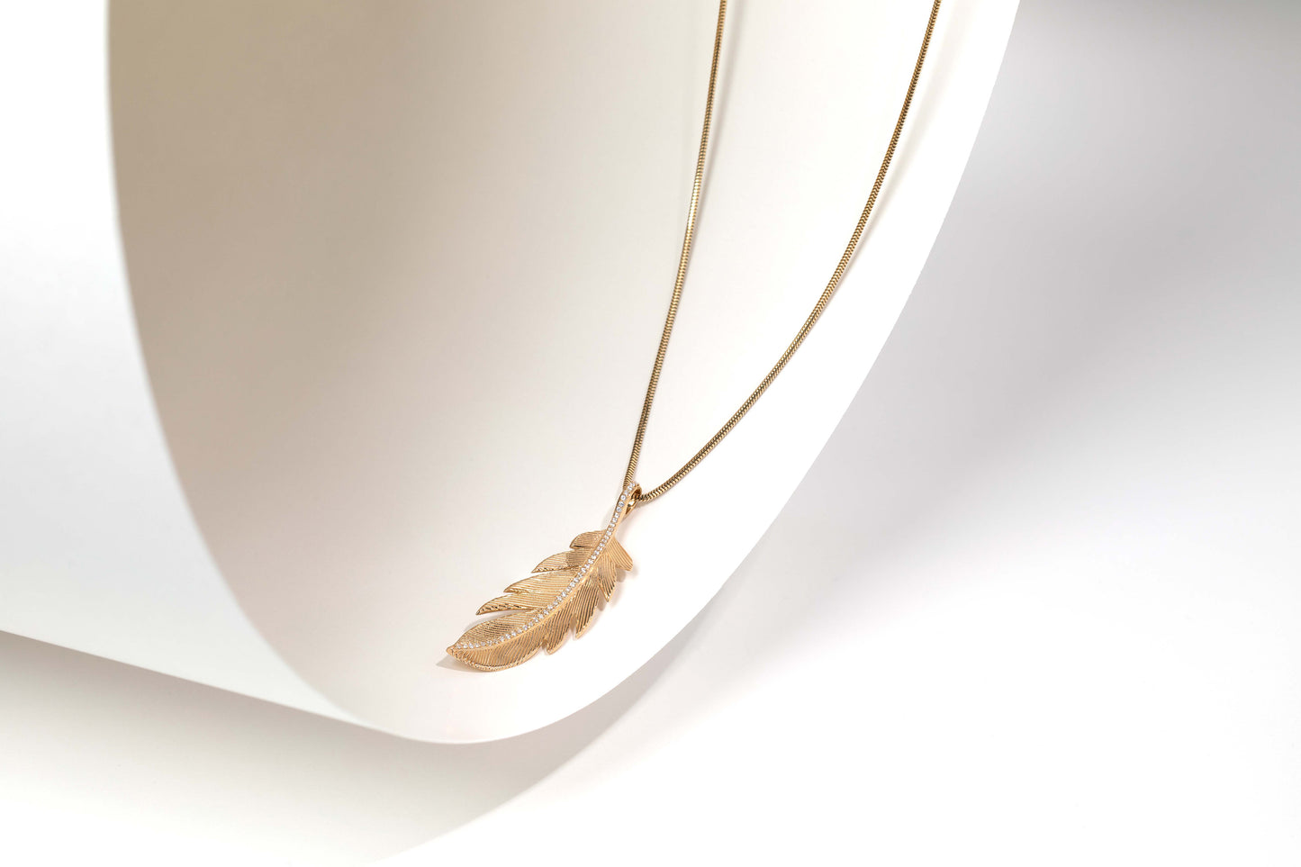 14k Feather necklace