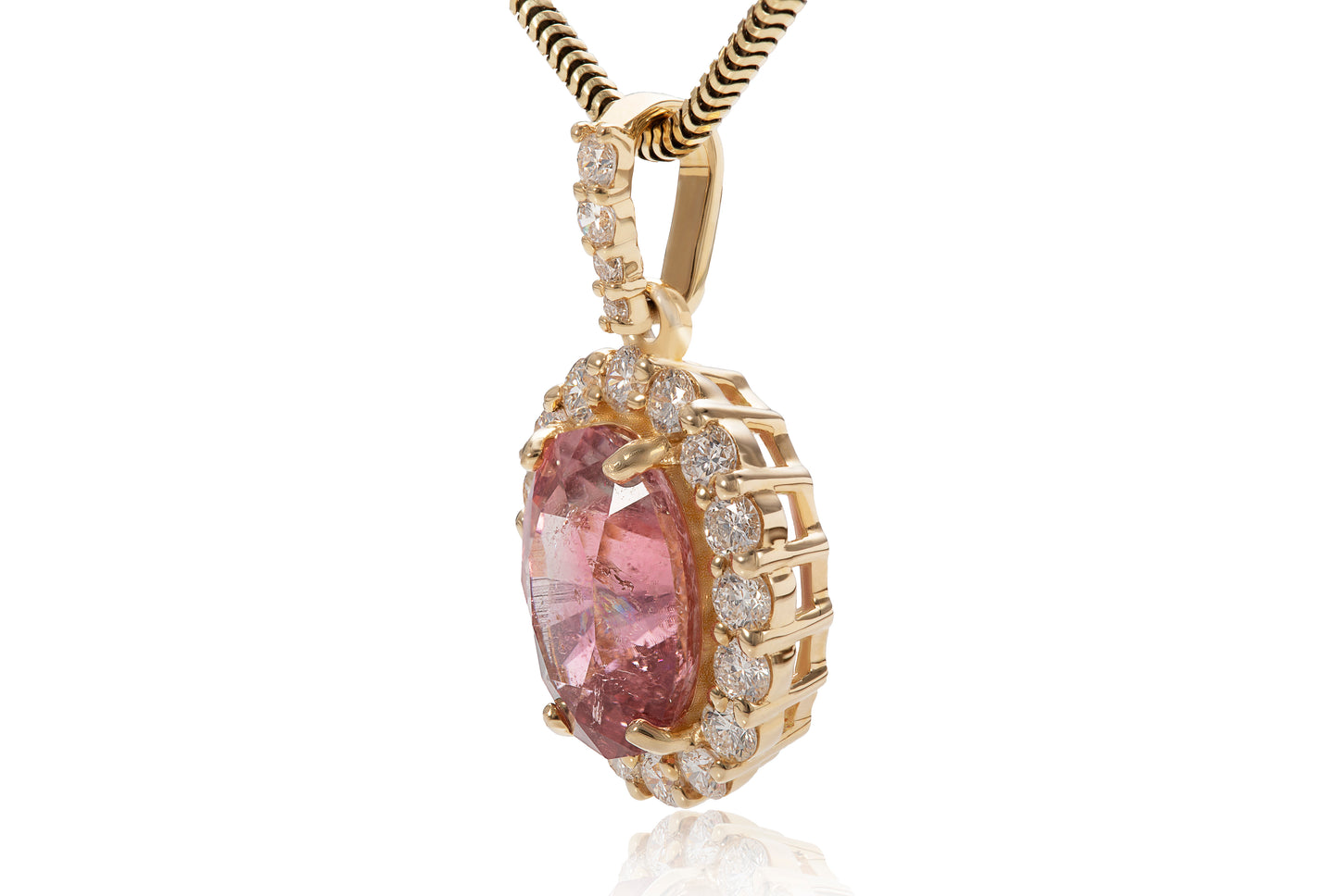 Untreated pink tourmaline pendant